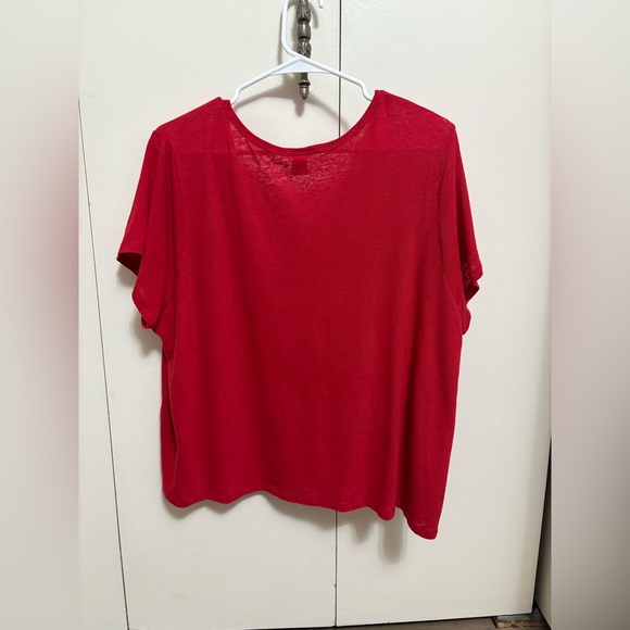 Old Navy Red Henley Short Sleeve Top V-Neck Woman 2X - Picture 2 of 4